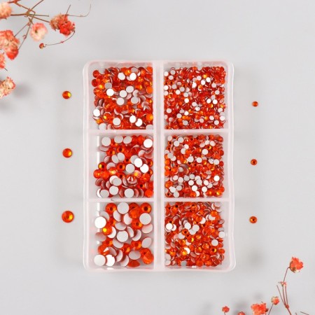 Decor for creativity Glass "Rhinestones. Red-orange" d = 2-4.8 mm nr 1188 pcs 6x8x1.5 cm-1