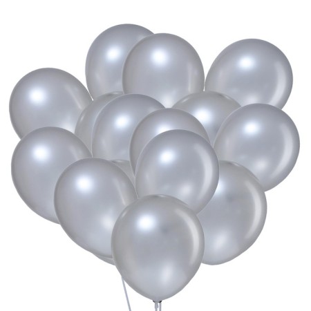 Latex ball 10 ", metal, set 100 pcs., Silver color-1