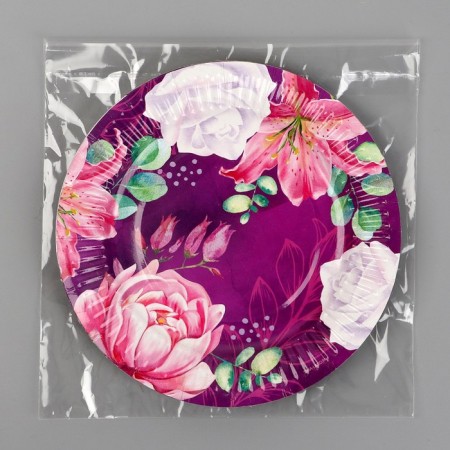 Disposable paper plate "Flowers", 18 cm-3