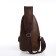 Male sling bag made of artificial leather, with USB, dark brown color