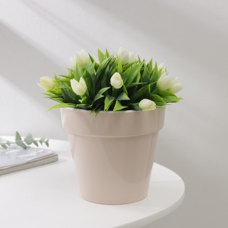 Kashpo for flowers with an insert "Porto", 1 l, pearl color