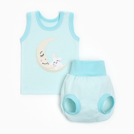 A set for a boy (T-shirt/panties per diapers), color blue/month, height 80-86 cm
