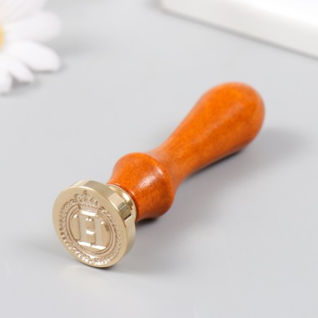 Printing for wax with a wooden hand "Crown with the letter H" 9x2.5x2.5 cm-4
