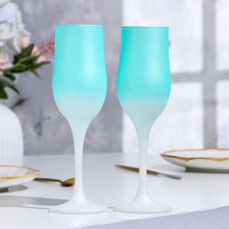 Set of wedding glasses "Council yes love", 200 ml, turquoise-1