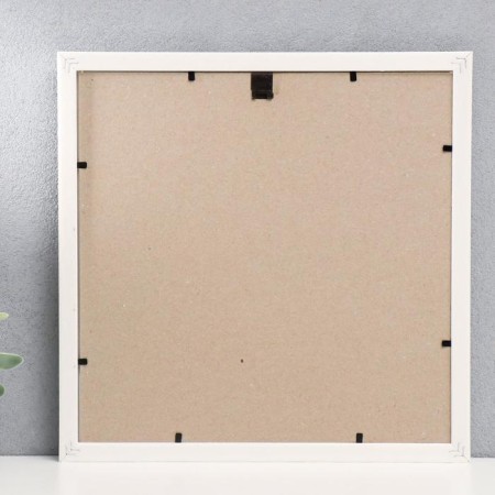 Photo frame plastic 25x25 cm, white with gold (plastic screen)-2