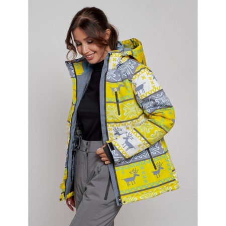 Ski jacket female, size 48, yellow color-8