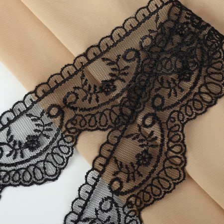 Lace on a grid, 50 mm × 11 ± 1 m, black color-1