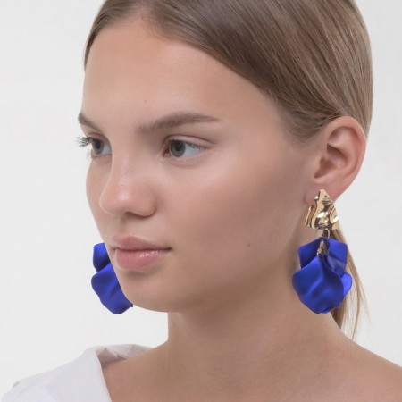 Earrings Assorted "Wind" crumpled triangles, color blue-gold-4