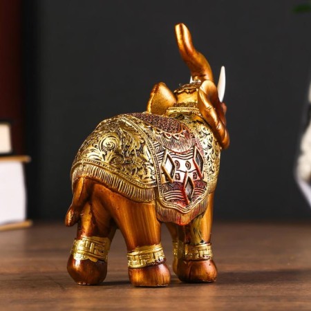 Polystone souvenir "African elephant in the gold, openwork blanket" MIX 12x11x4.7 cm-3