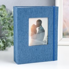 Фотоальбом на 100 фото 13х18 см "Синий" текстиль 19,5х15х5,5 см
