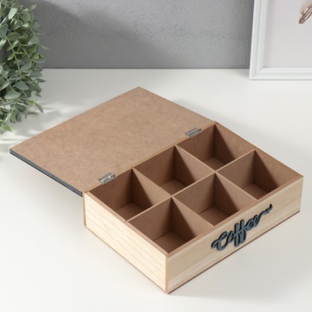 Casket wood 6 divisions "Mushrooms" beige-blue 17x24x7 cm-3
