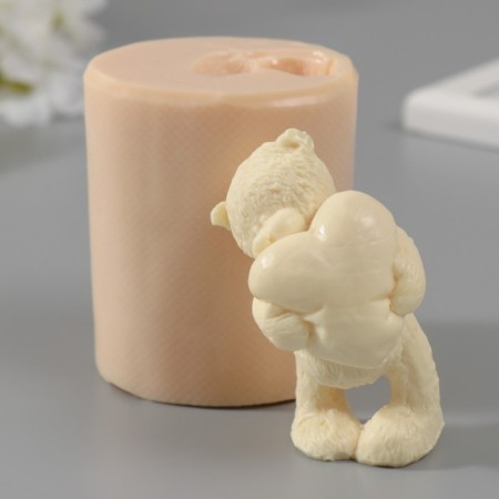 Silicone Mold "Bear with Big Heart" 9x5.5x4.5 cm mix-1