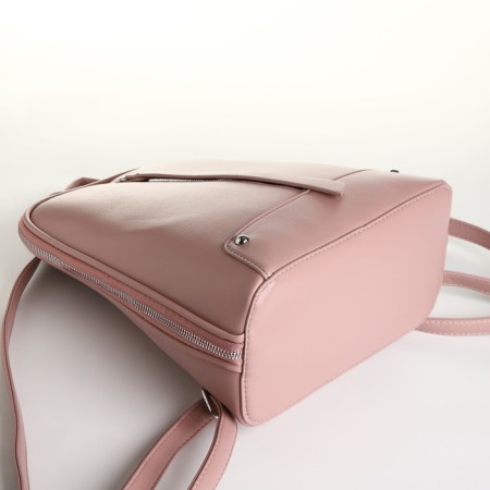 City backpack of artificial leather with lightning, pink color-4