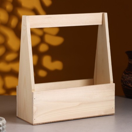 Kashpo wooden 27 × 11.5 × 9 (30.5) cm "Taiga Bonfire", with a pen, natural