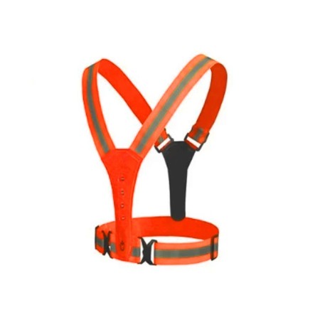Signal vest, reflective with adjustable size, orange, LED signal, 4 modes