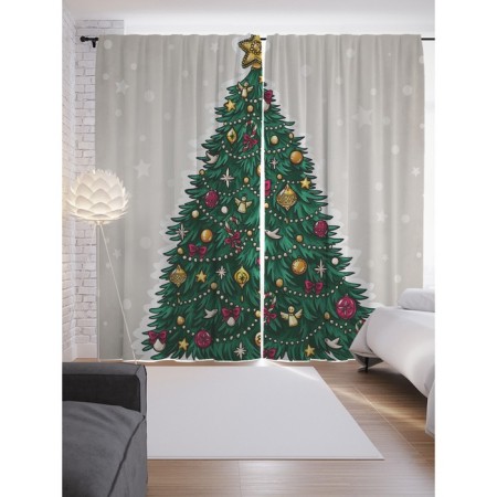 Photostes "Elepery Christmas tree", Saten, size 145x265 cm, 2 pcs
