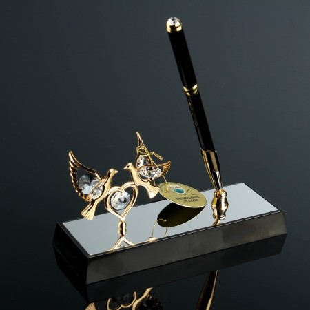 Pen on the stand "Pigeons", 16 × 6 × 19 cm, with crystals