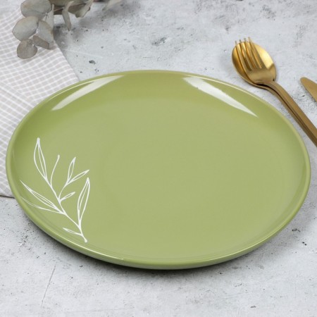 Ceramic plate "Olive", 26.5cm, green color-2