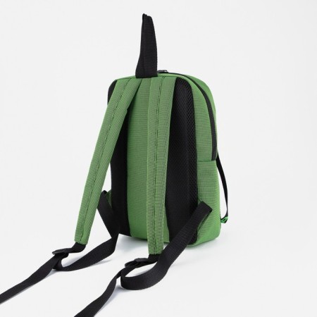 School backpack of textiles on the zipper Textura, 3 pockets, green color-1