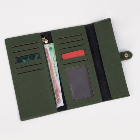 Women's wallet on the button, green color-4