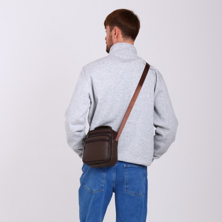 Male bag on lightning, long belt, brown color-6