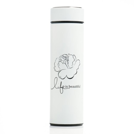 Thermos, 500 ml, Basic "Life is beautiful", with a strainer, with a temperature sensor, retains heat 8 hours