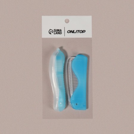 Road set, 2 items: comb, brush, white/blue color-6