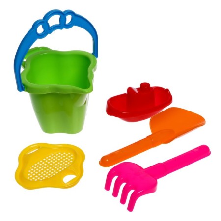 Sand set No. 119: bucket 0.6 l, sieve, blade 19 cm, rake, 1 boat small-2