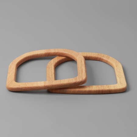 Handles for the bag wooden, 12 × 12.9 cm, 2 pcs, beige color-1