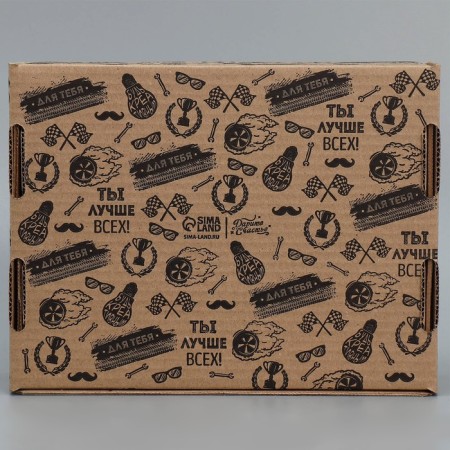 Box a gift team with a window, packaging, “best”, brown, 27x10x21 cm-3