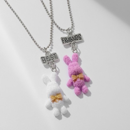 Kuulons "Uzolnutor" hares, white-pink color in silver, 40 cm