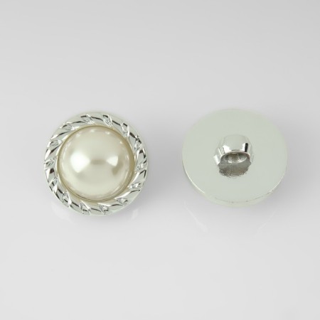 A button on the leg, with pearls, d = 20 mm, silver color-2