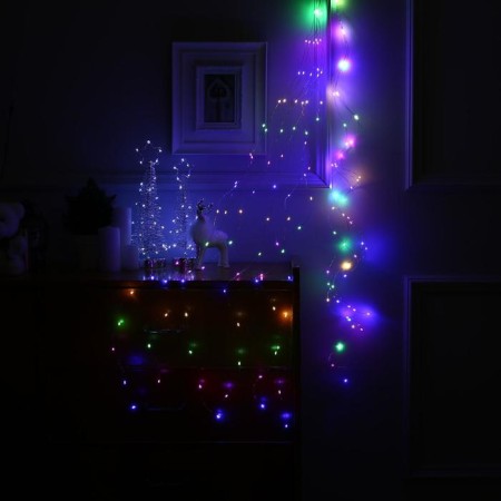 Girlynda "Horse tail" 8 threads of 2 m, IP20, silver thread, 160 LED, glow of multi, USB-3