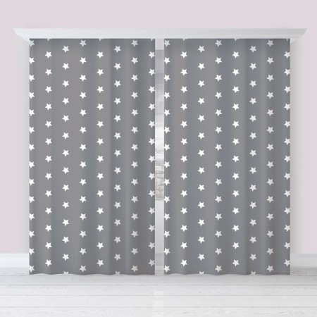 Set of curtains "Ethel" Grey Stars 145*260 cm-2 pcs, 100% p/e, 140 g/m2-2