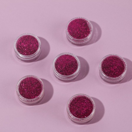 A set of sparkles for decor, small grinding, saturated pink color, 6 pieces