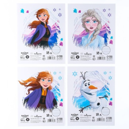 Notebook in a ruler of 18 sheets, 4 types of mix, cover covered paper, cold heart-3
