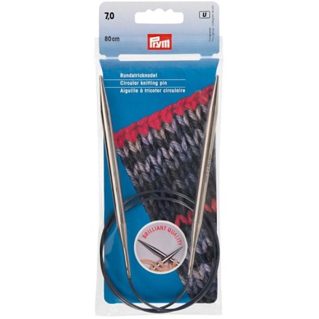 Circular knitting needles, brass 80 cm/ 7.0 mm