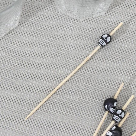 Skewers El Dia de Muertos, 25 pcs, 12 cm, bamboo, black color