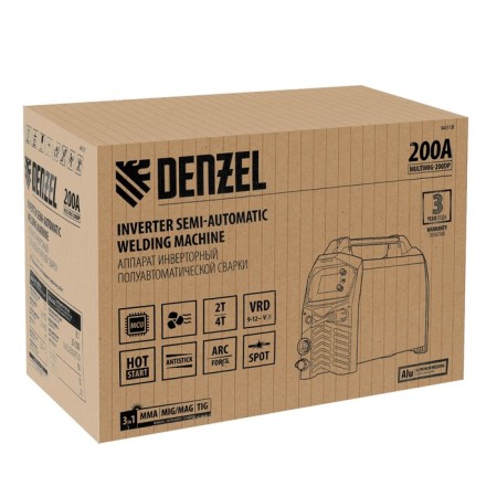 Welding apparatus inverter. Denzel 94313, semi -automatic. Welding Multimig-200DP, PV 80%, 200 A 982088-17