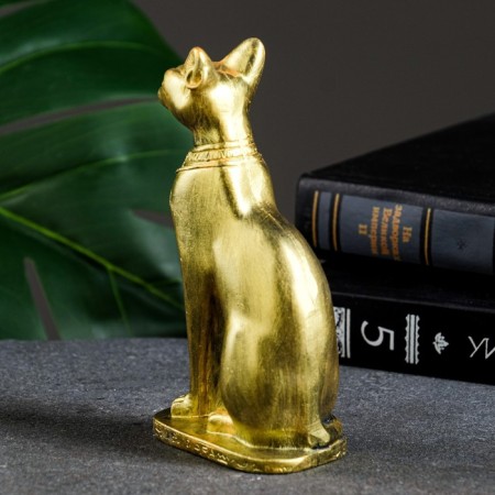 Figure "Goddess Bastet" aged gold, 13x4x8cm-2
