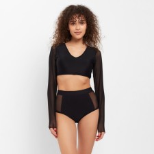 Separate female swimsuit with long sleeves minku black color, size 46
