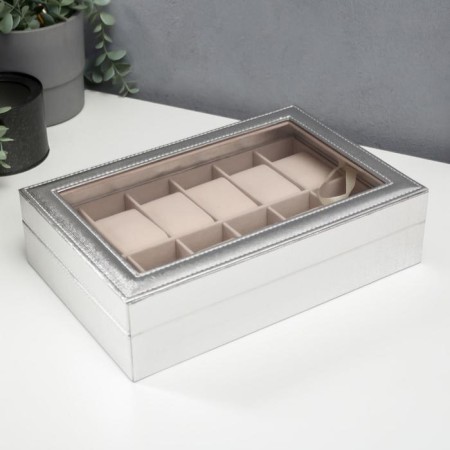 The casket to the leatherette to the clock 12 "Cosmos. Silver" 8x30x20.5 cm-5