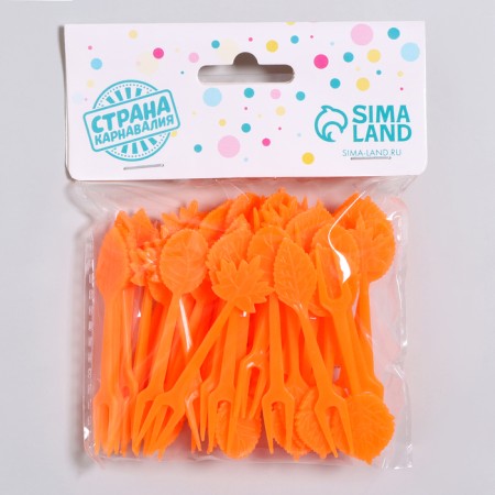 Autumn leaves skewers, set 50 pcs, color orange-2