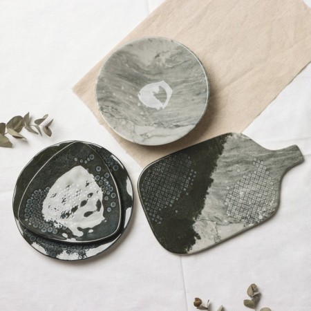Ceramic plate "Stone", 21.5 cm, dark gray color-7