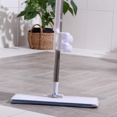 Swabir with spin and brush, 2 microfiber nozzles 38 × 12 cm, steel handle 136 cm-5