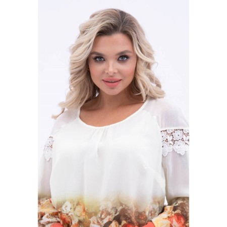 Female blouse, size 52, white color, coral-10