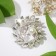Shining spiral brooch, white color in silver