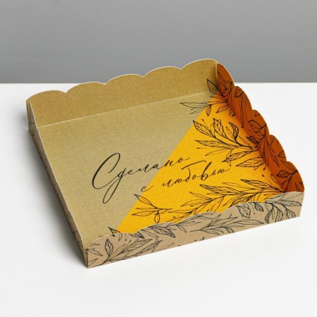 Cookie box, confectionery packaging with PVC lid, “made with love”, 15 x 15 x 3 cm-2