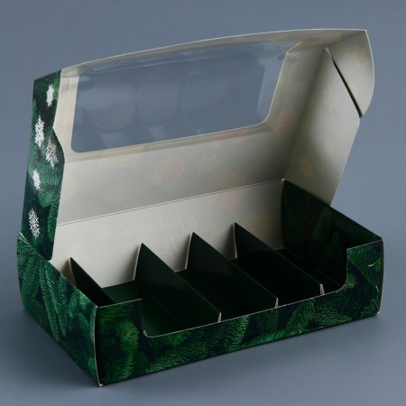 New Year. Box for 5 eclairs gift, New Year's packaging "wonderful moments", 25.2 x 15 x 6.6 cm.-2