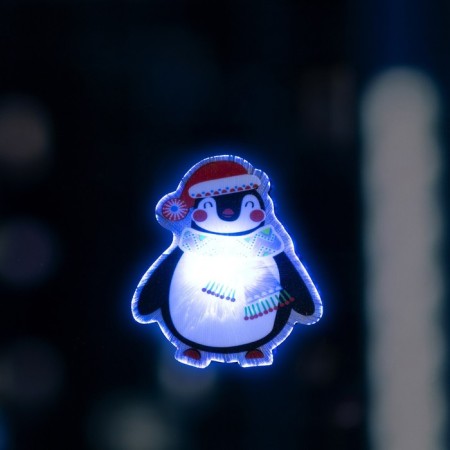 LED toy on Velcro "Penguin in a hat" 7.5 × 8 cm, batteries Lr44x3, glow of multi